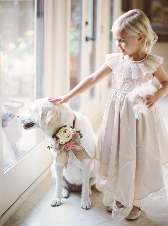 Flower girl with dog